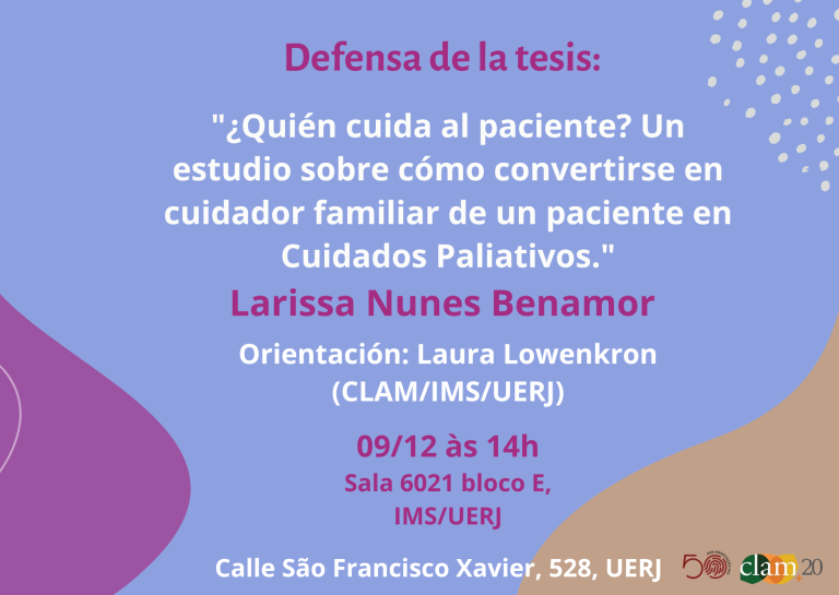 Defensa de la tesina «¿Quién cuida al paciente? Un estudio sobre cómo convertirse en cuidador familiar de pacientes en cuidados paliativos»